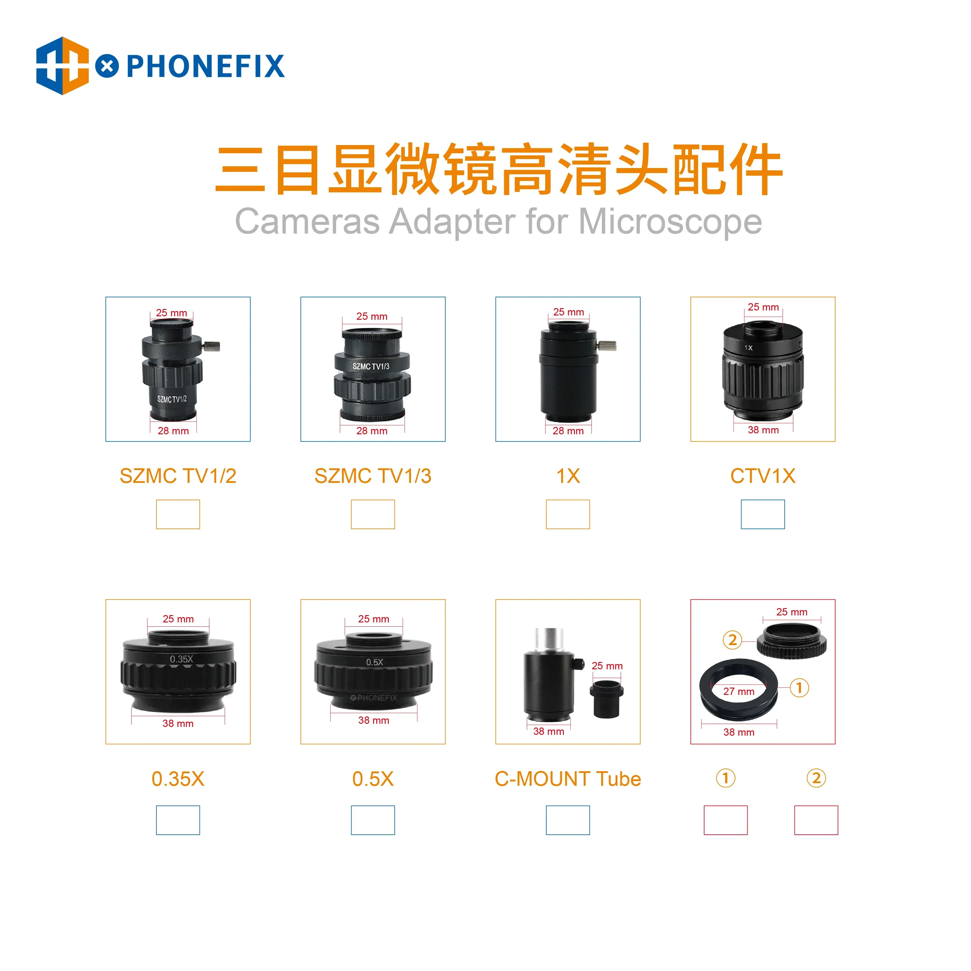 CTV 0.35X 0.5X Focus C-Mount Adapter For Trinocular Microscope - Image 4