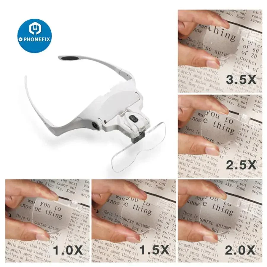 1.0X-3.5X Adjustable Lens Loupe Headband LED Magnifying Glasses - Image 12