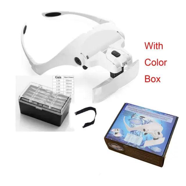 1.0X-3.5X Adjustable Lens Loupe Headband LED Magnifying Glasses - Image 4