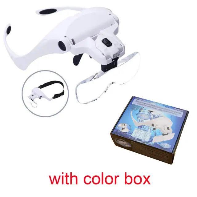 1.0X-3.5X Adjustable Lens Loupe Headband LED Magnifying Glasses - Image 7