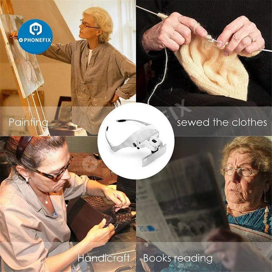 1.0X-3.5X Adjustable Lens Loupe Headband LED Magnifying Glasses - Image 9