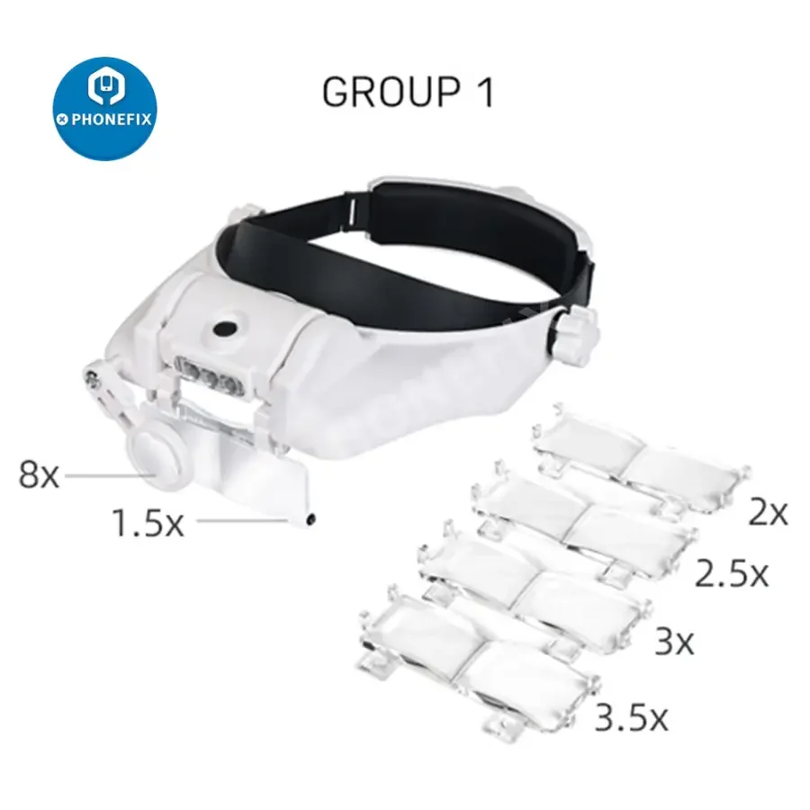 Glasses Loupe LED Headband Magnifying Glass 1.5-8X Repair Assist Tool - Image 7