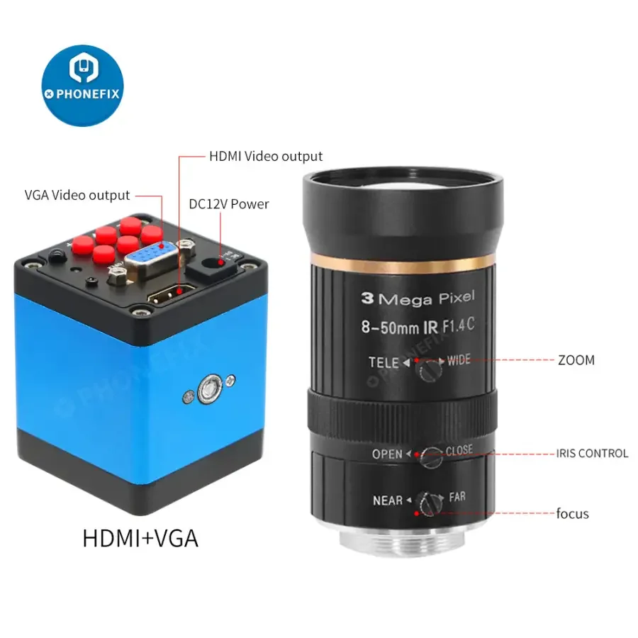 1080p HDMI VGA Camera 8.0-50mm Lens Industry Digital Webcam - Image 5
