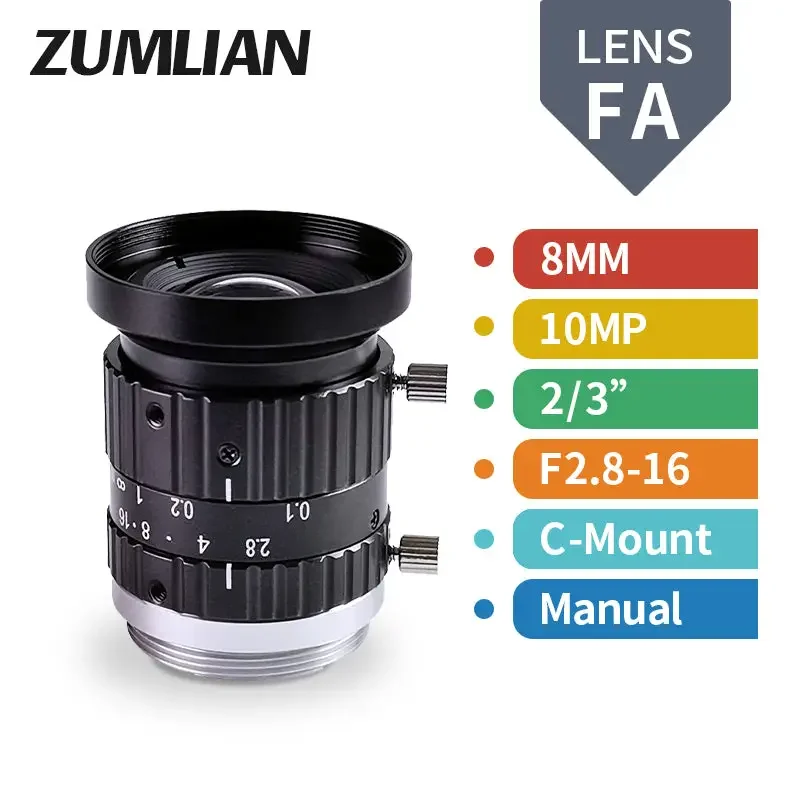 10MP 8mm-50mm Manual C-mount F2.8-16 2/3" FA Prime Lens - Image 2