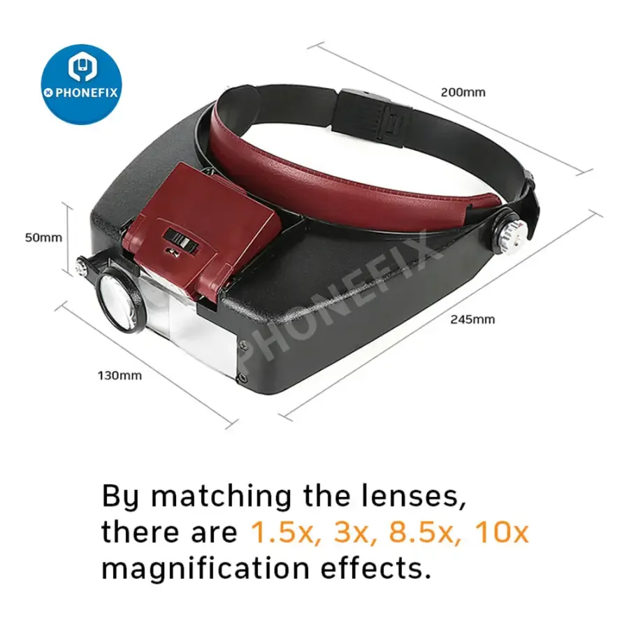 10X LED Light Loupe Helmet Style Magnifier Glass For Phone Repair - Image 12