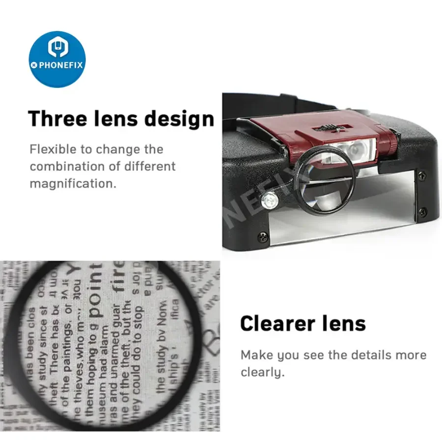 10X LED Light Loupe Helmet Style Magnifier Glass For Phone Repair - Image 13