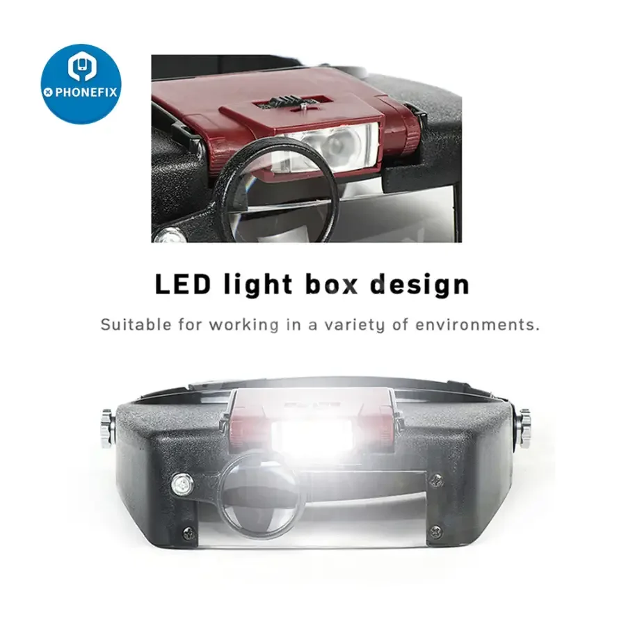 10X LED Light Loupe Helmet Style Magnifier Glass For Phone Repair - Image 15
