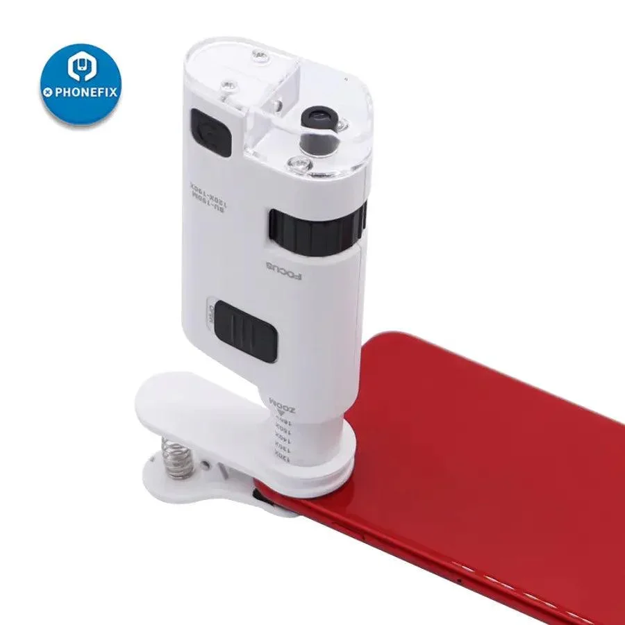 120X Pocket Phone Microscope Clip Magnifying Glass LED UV Light - Image 4