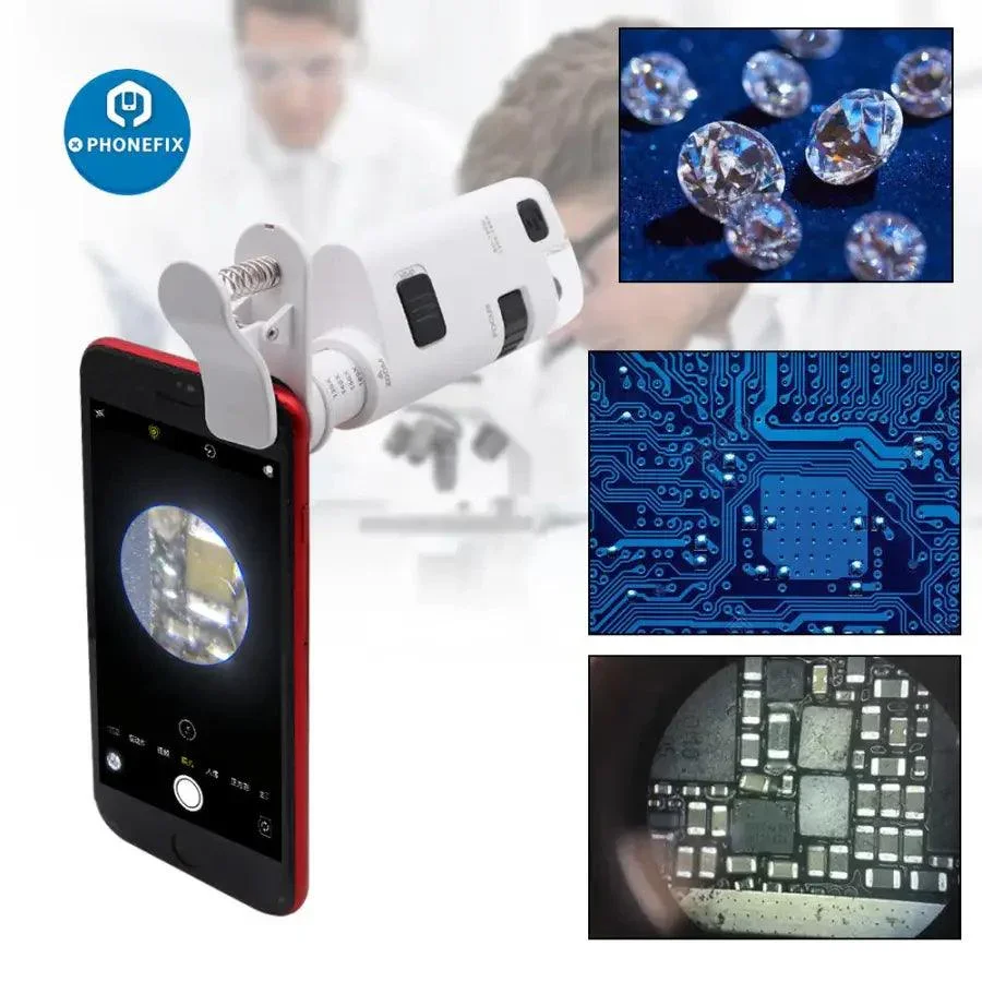 120X Pocket Phone Microscope Clip Magnifying Glass LED UV Light - Image 5
