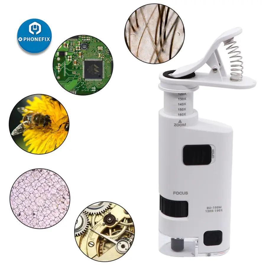 120X Pocket Phone Microscope Clip Magnifying Glass LED UV Light - Image 6