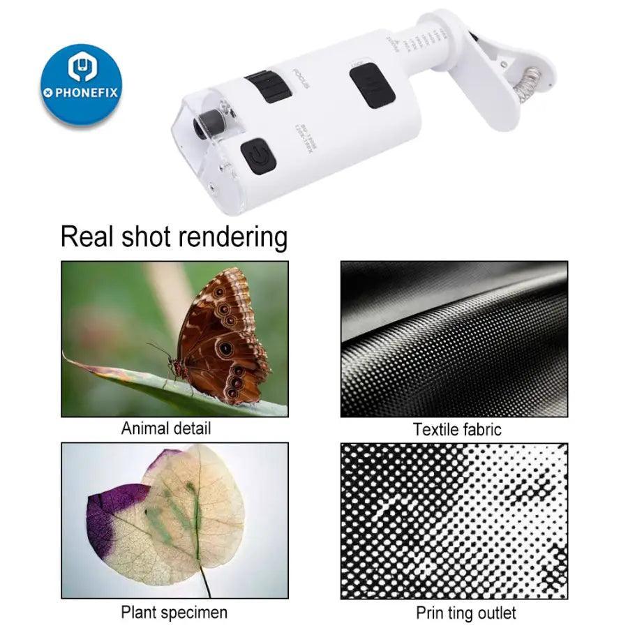 120X Pocket Phone Microscope Clip Magnifying Glass LED UV Light - Image 8