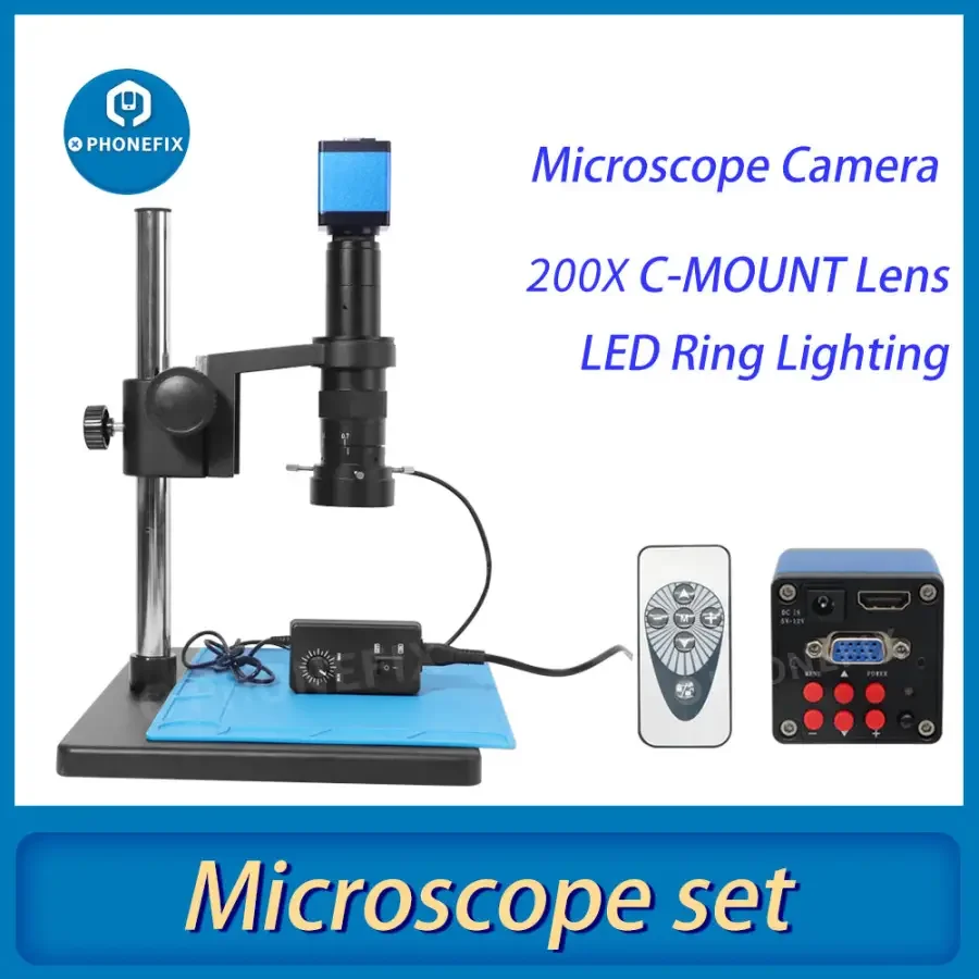 13MP HDMI VGA Digital Video Camera Microscope Set For PCB Repair - Image 2