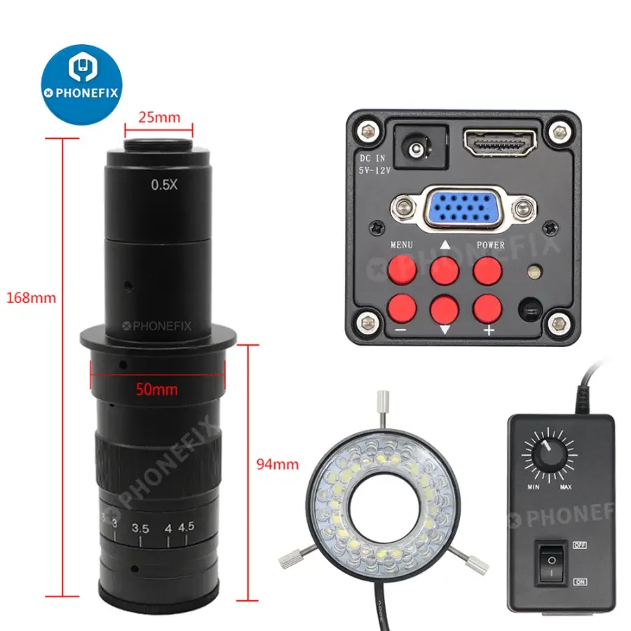 13MP HDMI VGA Digital Video Camera Microscope Set For PCB Repair - Image 6