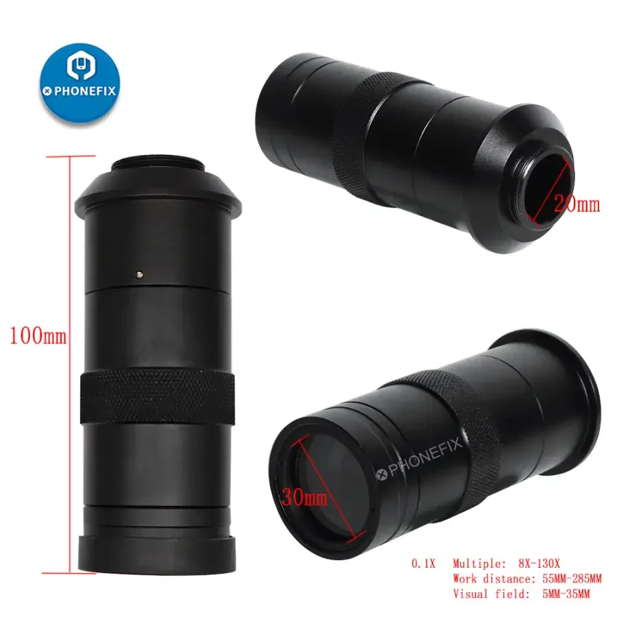 13MP HDMI VGA Industrial Camera Microscope Set 130X Lens 40 LED Lights - Image 3