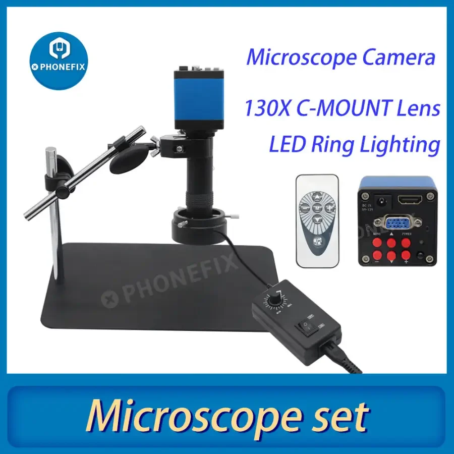 13MP Industrial Camera Magic Arm 130X Lens Super Clamp Microscope Set - Image 7