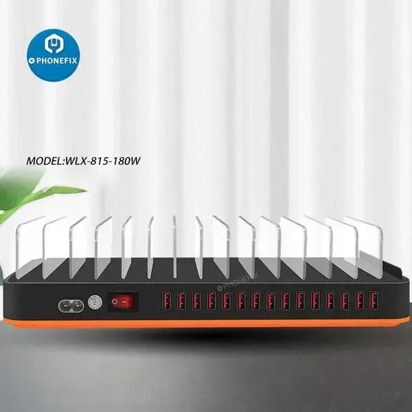 15Port USB Charging Station Organizer Multiple Phone Tablet Laptop - Image 2