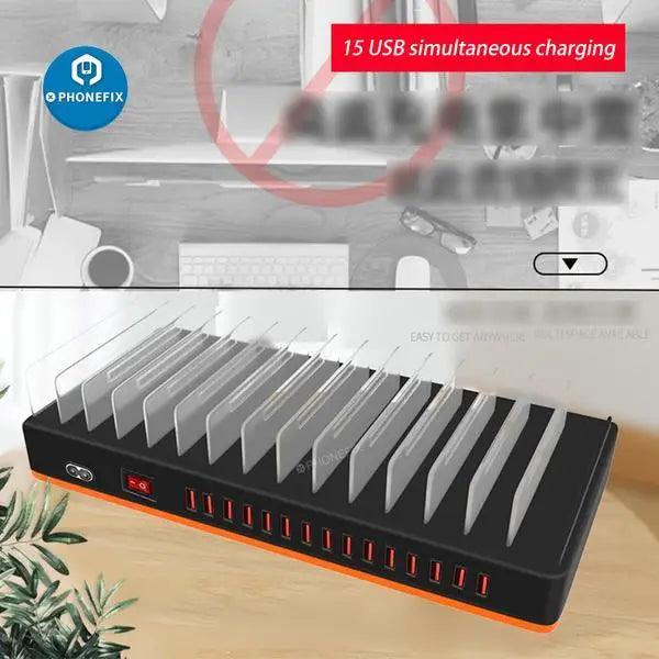15Port USB Charging Station Organizer Multiple Phone Tablet Laptop - Image 3