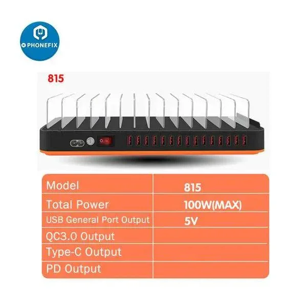 15Port USB Charging Station Organizer Multiple Phone Tablet Laptop - Image 4