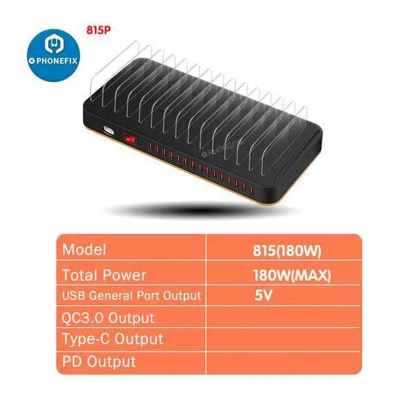 15Port USB Charging Station Organizer Multiple Phone Tablet Laptop - Image 5