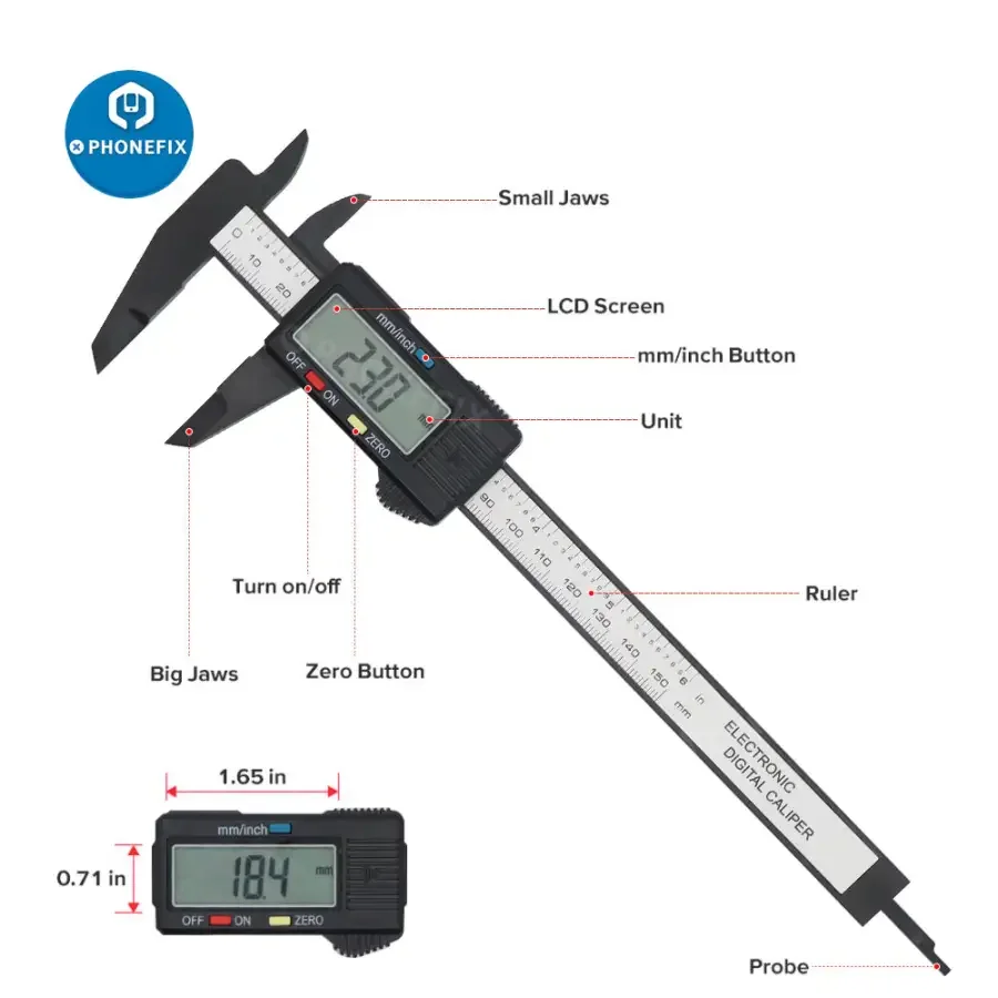 150mm Electronic Digital Caliper Carbon Fiber Dial Vernier Caliper Gauge - Image 7