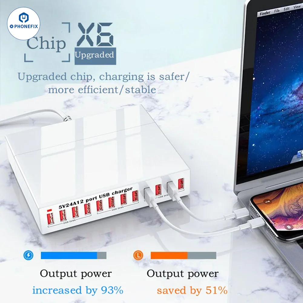150W 12-Port USB Charger For iPhone iPad Fast Charging Station - Image 3