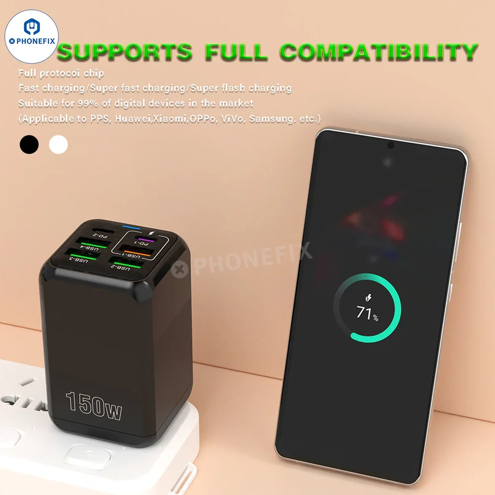 150W Multi Port Fast Charger Adapter Portable Travel USB Charger - Image 4
