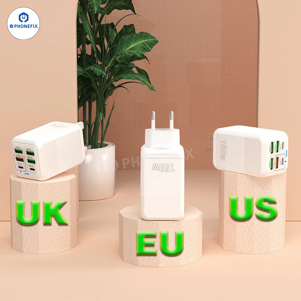 150W Multi Port Fast Charger Adapter Portable Travel USB Charger - Image 5