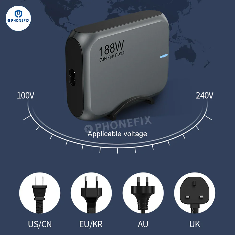 188W GaN Charger Phones Laptops PD3.1 Fast Charging Station - Image 3