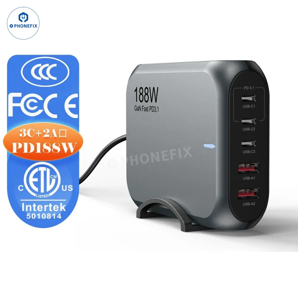 188W GaN Charger Phones Laptops PD3.1 Fast Charging Station - Image 6