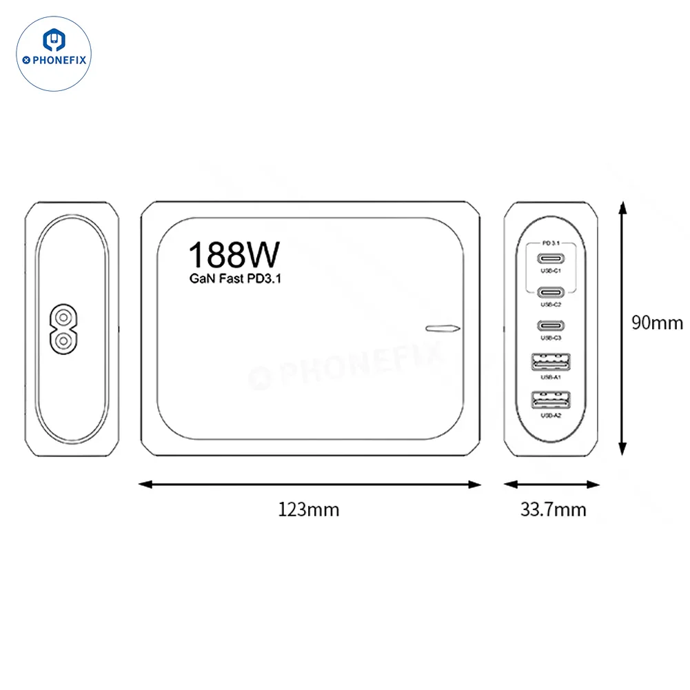 188W GaN Charger Phones Laptops PD3.1 Fast Charging Station - Image 9