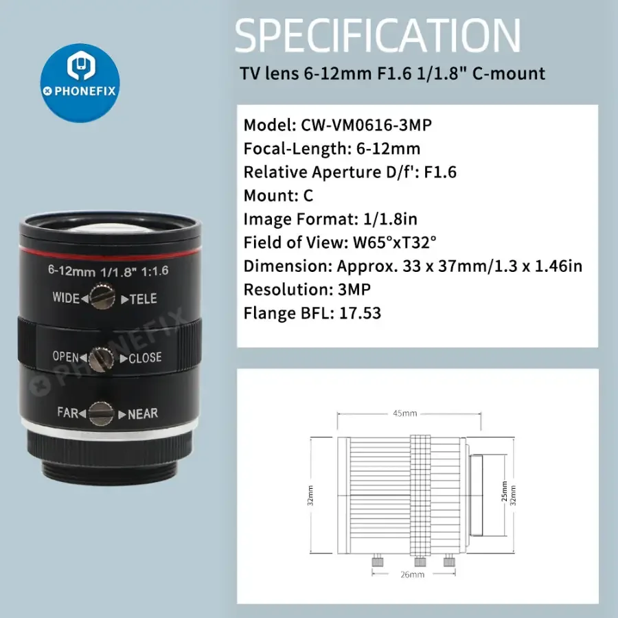 2.0MP 60FPS Industry Camera 6-12mm F1.6 Lens for Video Output - Image 10
