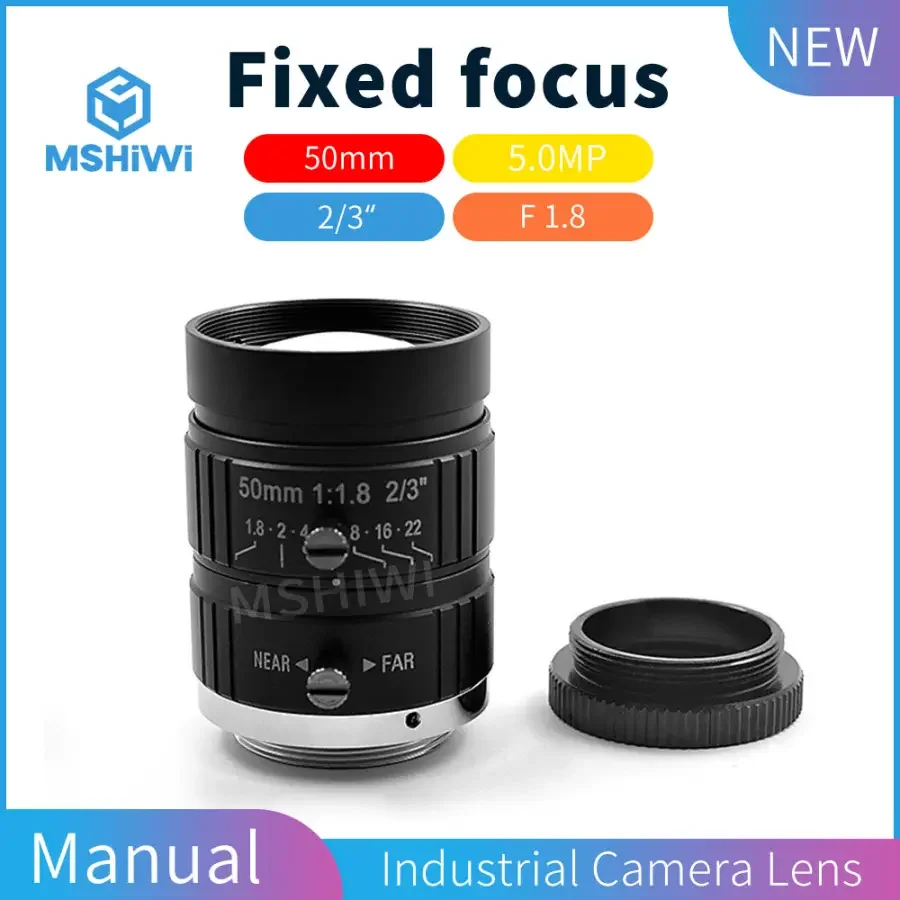 2/3" 50mm F1.8 Fixed Focus Lens 5MP Manual Iris Industrial Camera Lenses - Image 2