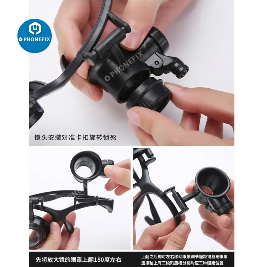 2.5X-25X Binocular Head Loupe With LED Light Magnifier Repair Tool - Image 5