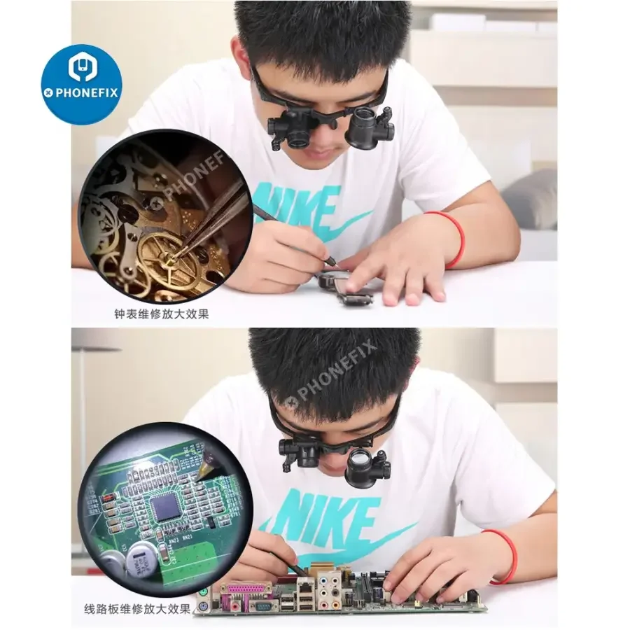 2.5X-25X Binocular Head Loupe With LED Light Magnifier Repair Tool - Image 8