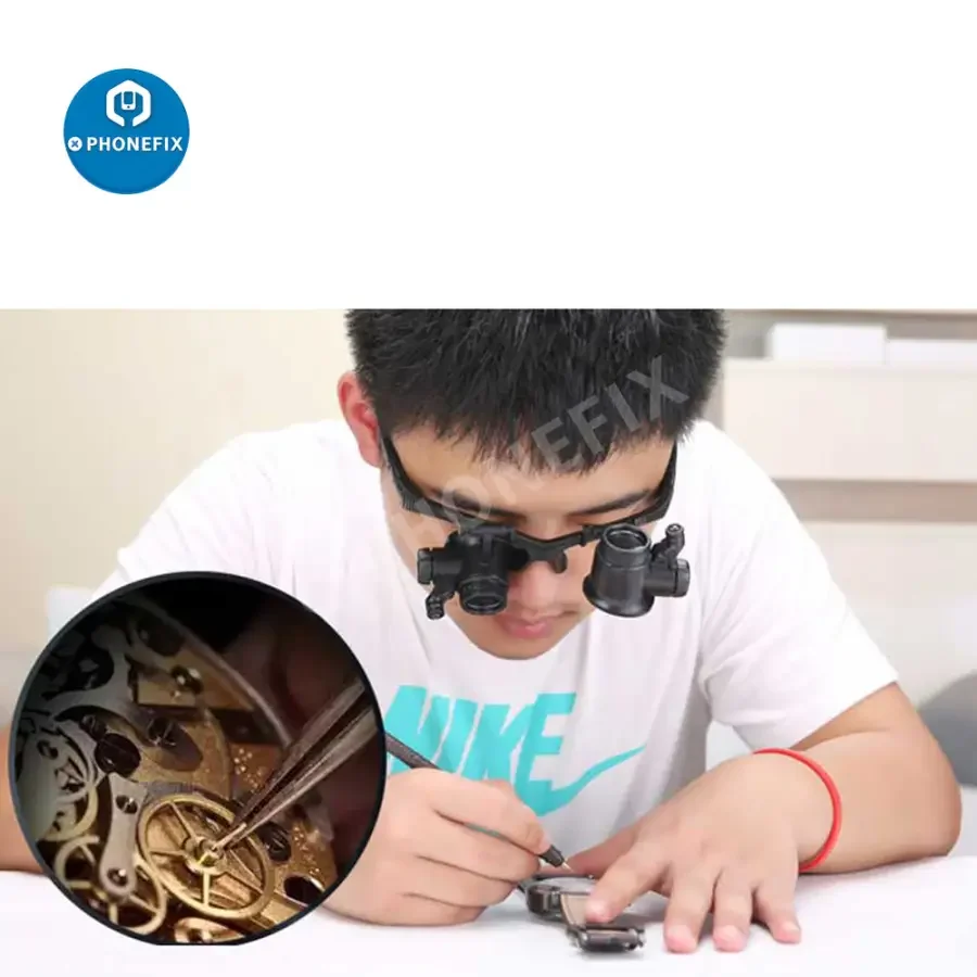 2.5X-25X Multi-Power Double LED Magnifier Eye Glasses For Watch Repair - Image 9