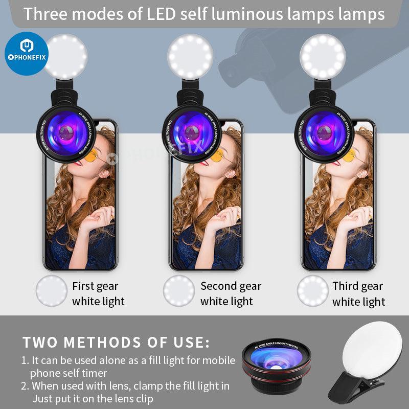2 In 1 4K HD Wide-angle Macro Lens with LED Lamp for Phone Camera - Image 6