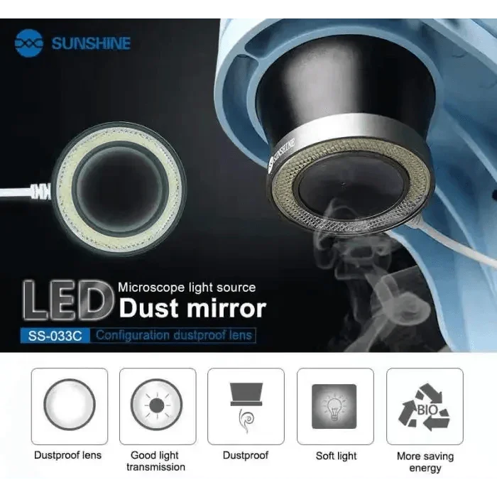 2-IN-1 USB LED Adjustable Light + Dust-Proof Mirror for Microscopes - Image 2