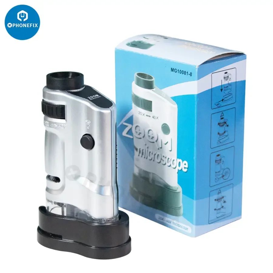 20-40X LED Lighted Pocket Microscope Zoom Magnifier with Slide Base - Image 5