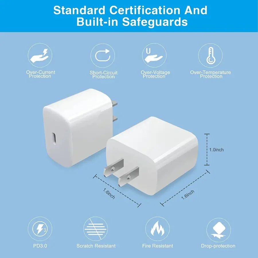 20W Certified USB C Fast Wall Charger For Apple USB-C Power Adapter - Image 4