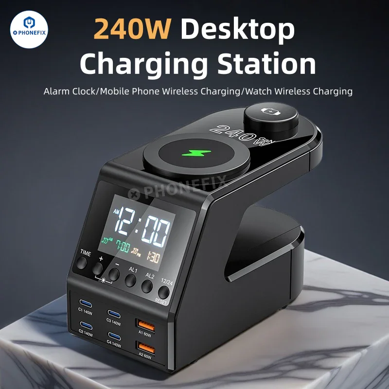240W Desktop Fast Charger With Wireless Charging for Phone Watch - Image 2