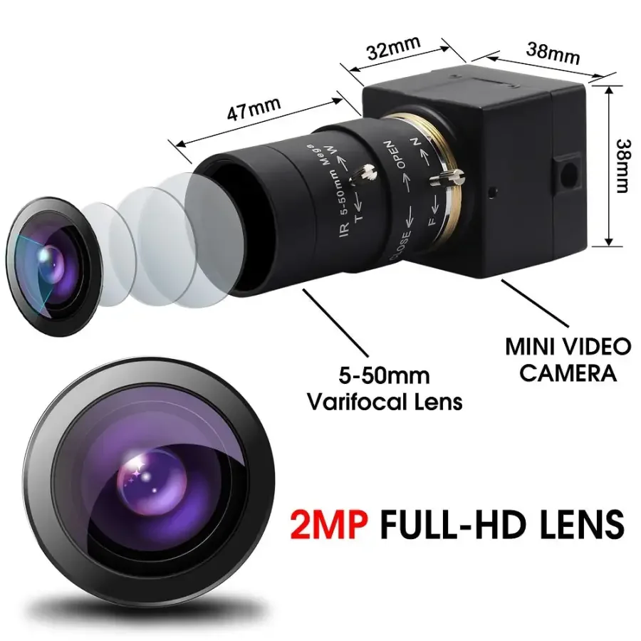 2MP 1080P Sony USB Webcam Varifocal High Speed Vision Video Cameras - Image 3