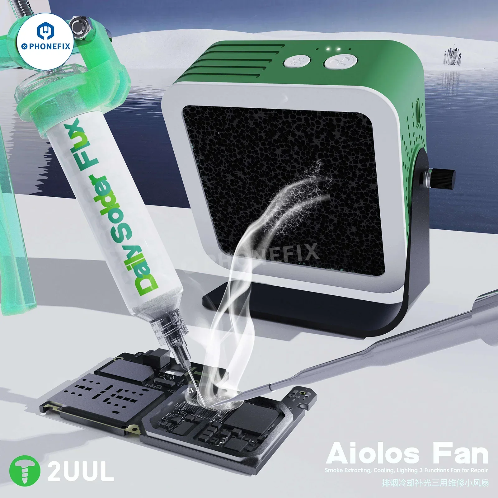 2UUL Aiolos Fan With Cooling Lighting Soldering Smoke Extraction - Image 2