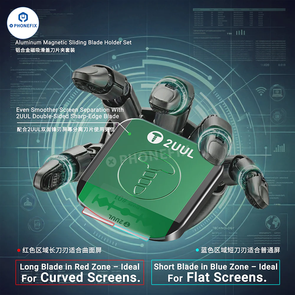 2UUL BB01 Blade & BL05 Aluminum Magnetic Holder for Phone Repair - Image 4