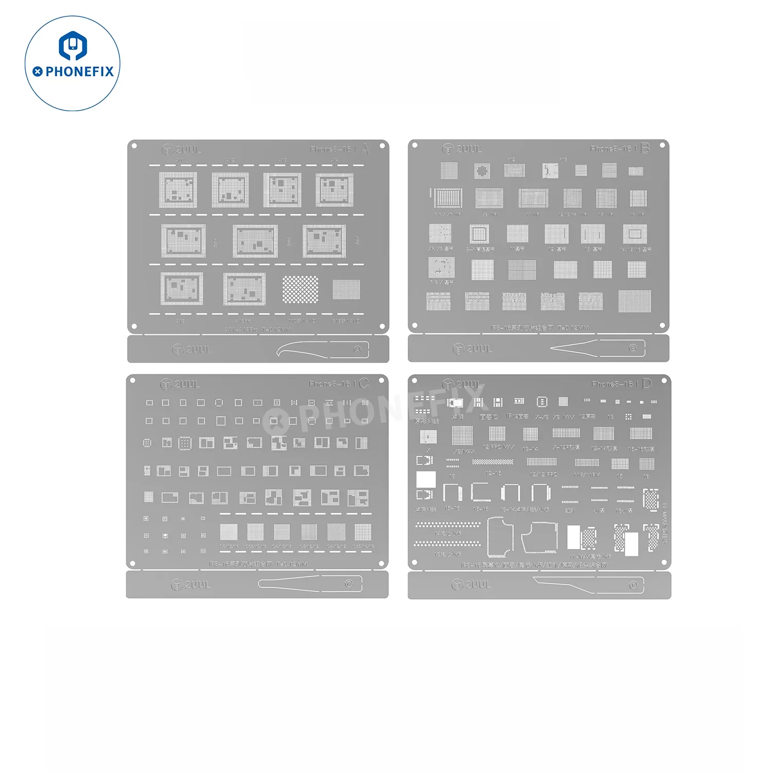 2UUL BG01 ABCD Reballing Stencil for iPhone 8-16 Pro Max All Chips - Image 8