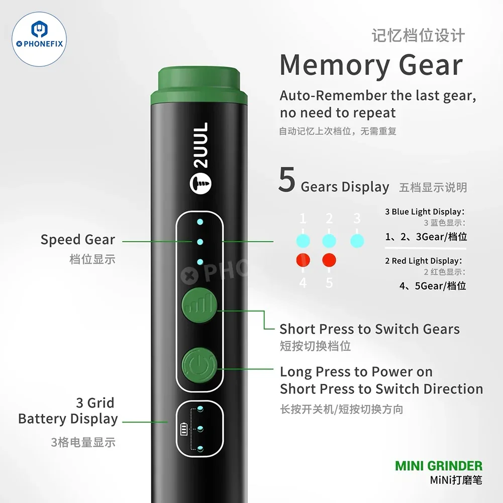 2UUL DA81 Electric Rechargeable Grinding Pen For Chip Change Repair - Image 12