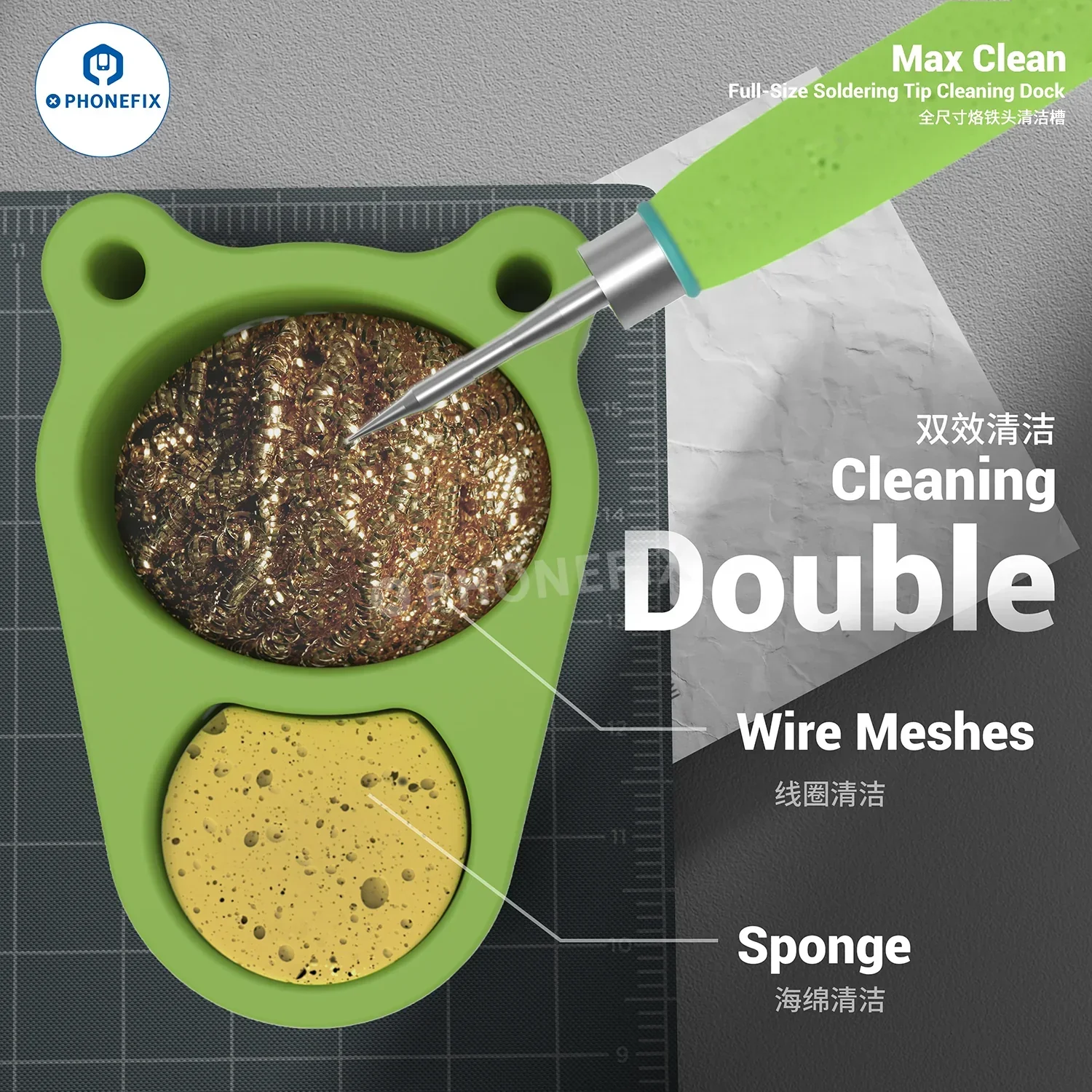 2UUL FD30 Max Clean Soldering Tip Cleaning Dock with Sponge Wire - Image 2