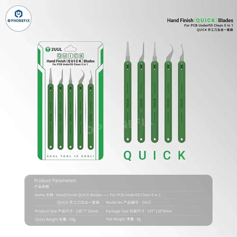2UUL Hand Finish QUICK Blades 5-in-1 Phone PCB Underfill Clean Kit - Image 6