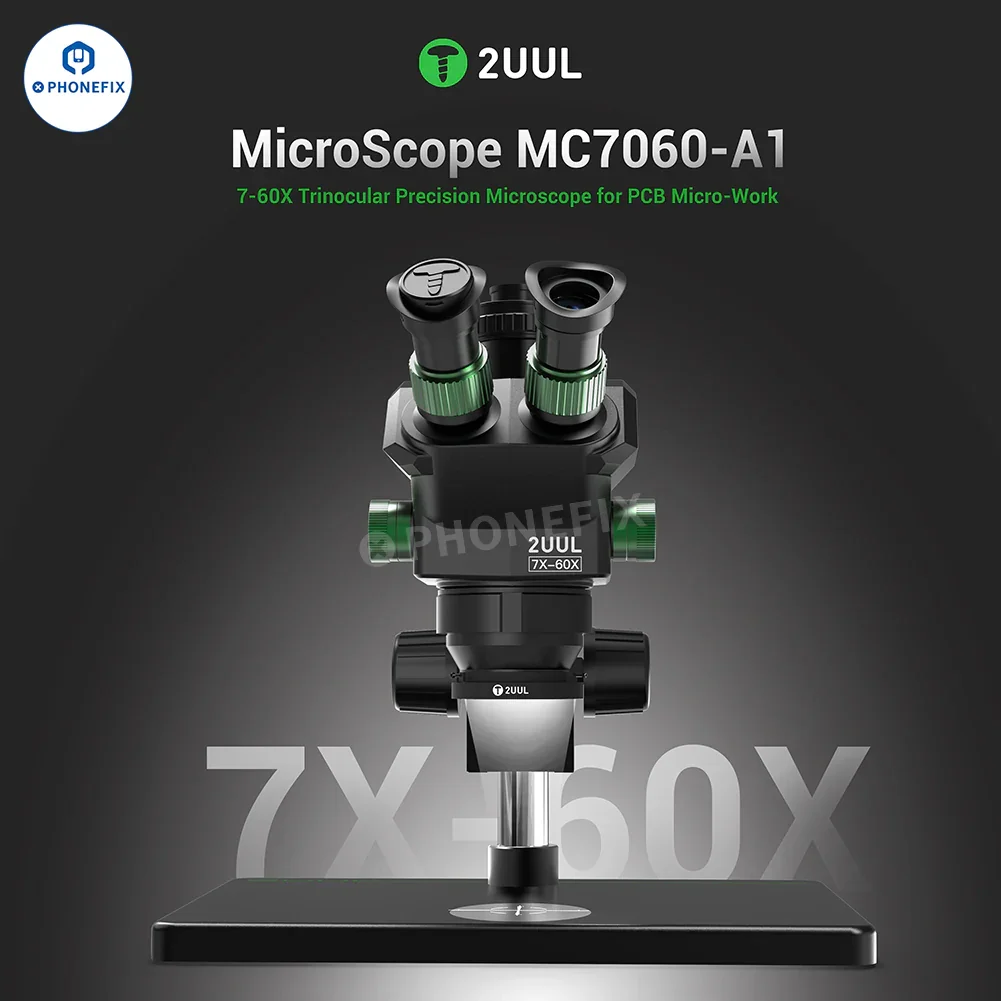 2UUL MC7060-A1 7-60X PCB Micro-Soldering Trinocular Microscope - Image 3