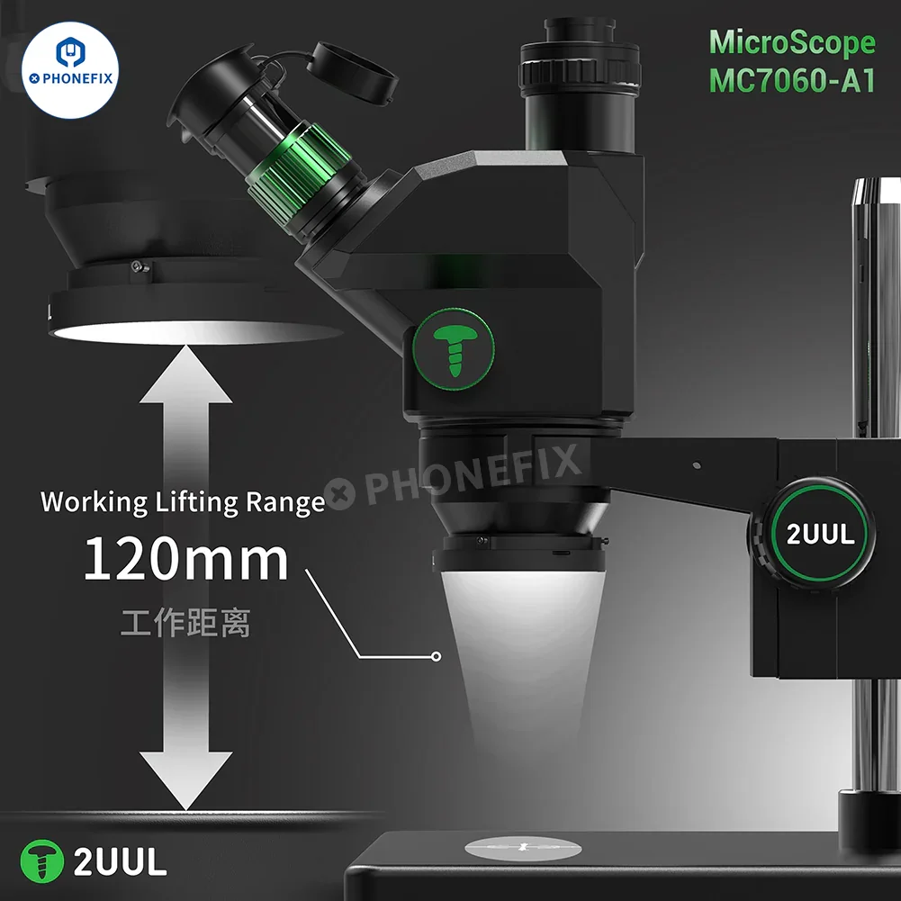 2UUL MC7060-A1 7-60X PCB Micro-Soldering Trinocular Microscope - Image 7