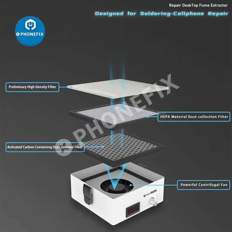 2UUL Mini Soldering Smoke Cleaner Fume Extractor Air Filter For Phone Repair - Image 7